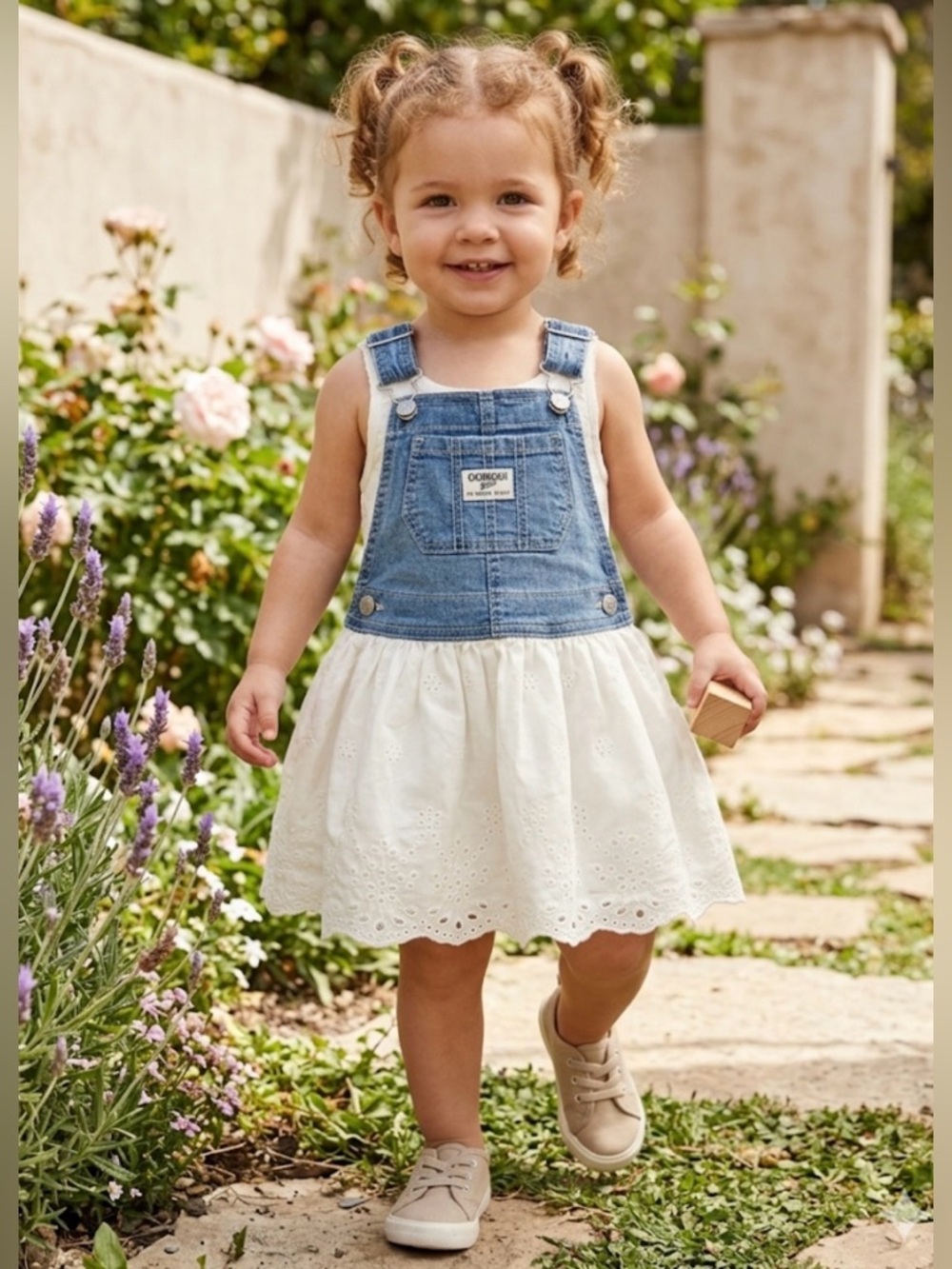 OshKosh B'gosh Denim Bib/ Ralph Lauren Baby Girl Polo Dress Bundle